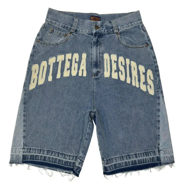 Pantaloncini di jeans ricamati unisex con lettere retrò