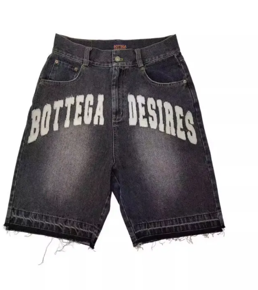 Pantaloncini di jeans ricamati unisex con lettere retrò