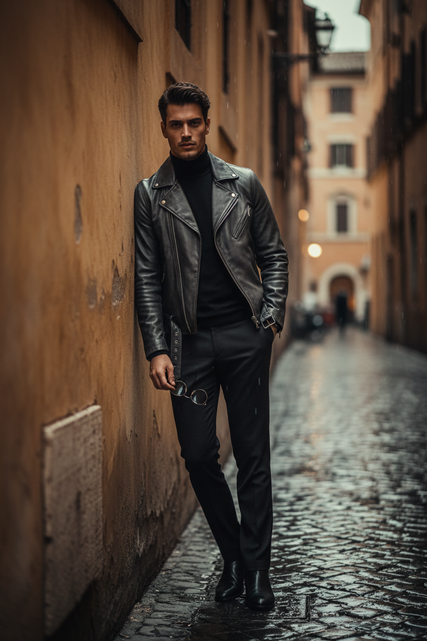 Modelo chaqueta cuero Roma